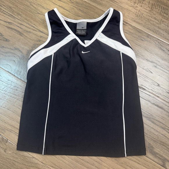 Nike Dri Fit Tank‎ Top Womens Small S Black White Built in Bra - Picture 1 of 9